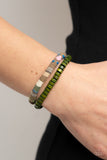 Pack your Poncho - Paparazzi Accessories - Green Plaid Urban Bracelet