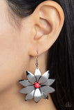 Pinwheel Prairies - Paparazzi Accessories - Red Flower Earrings