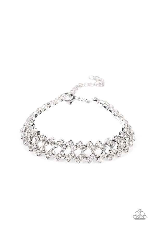 Seize the Sizzle - Paparazzi Accessories - White  Rhinestone Bracelet