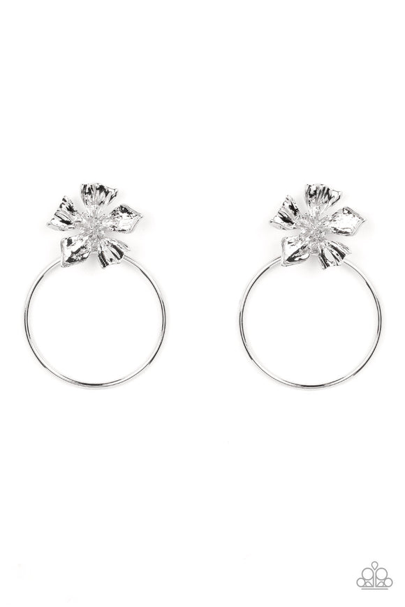 Buttercup Bliss - Paparazzi Accessories - Silver Flower Earrings