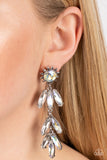 Space Age Sparkle - Paparazzi Accessories - Yellow Rainbow Rhinestone Earrings