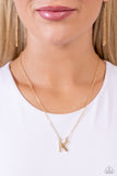 Leave Your Initials - Paparazzi Accessories - Gold - K - Necklace