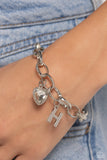 Guess Now Its INITIAL - Paparazzi Accessories - White Bracelet - H