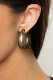 Burnished Benevolence - Paparazzi Accessories - Brass Hoop Earrings